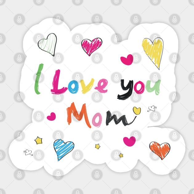 I love you mom doodle colorful text Sticker by GULSENGUNEL